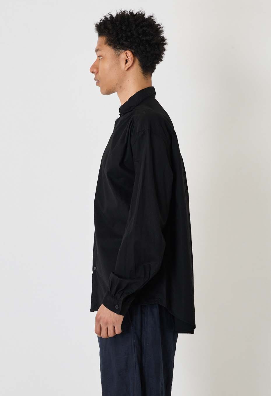 Kyokurozome gathered shirt - BLACK