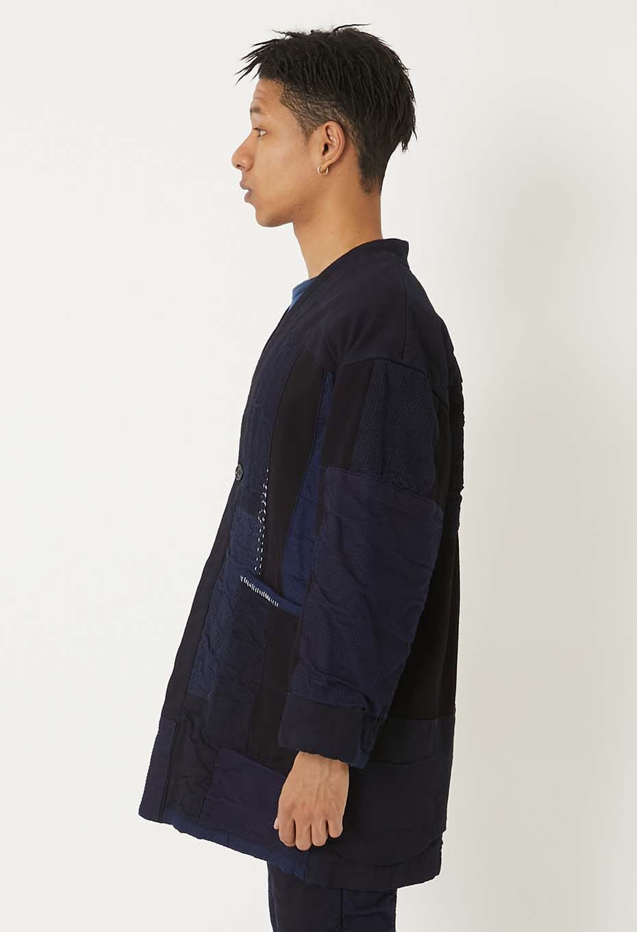 Woven Pure Indigo Sashiko Nenrin Haori - INDIGO
