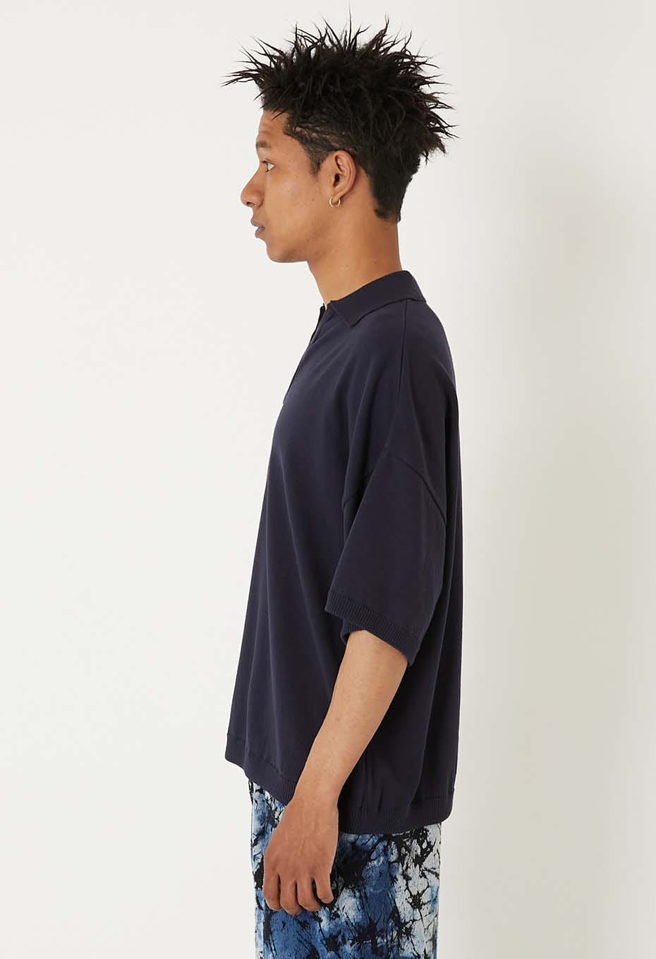 オーガニックカミイトコットン ポロネックプルオーバー - NAVY
