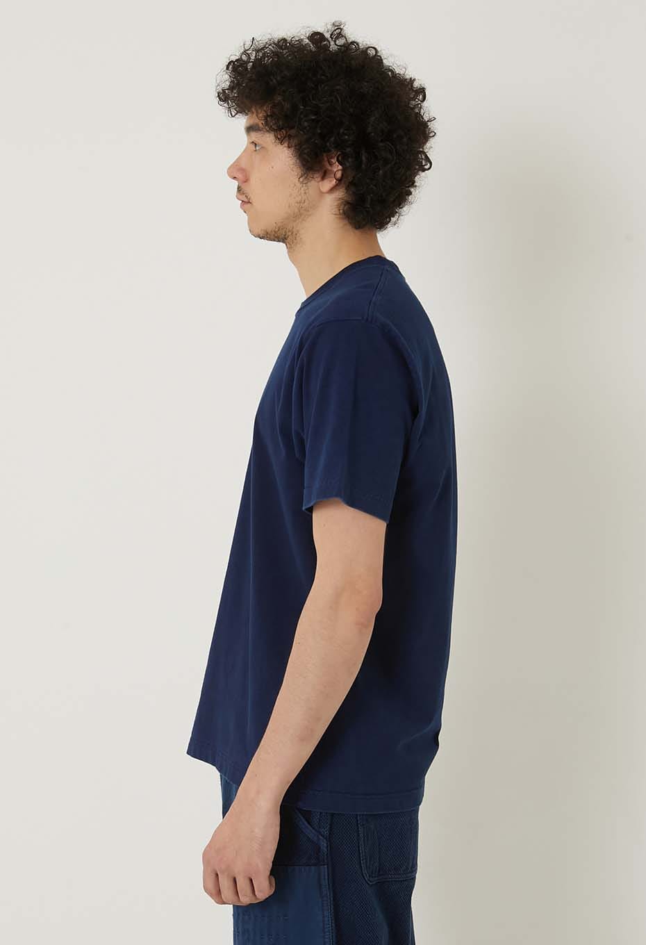 オーガニックコットン インディゴテゾメ ハイゲージテンジク Tシャツ - INDIGO