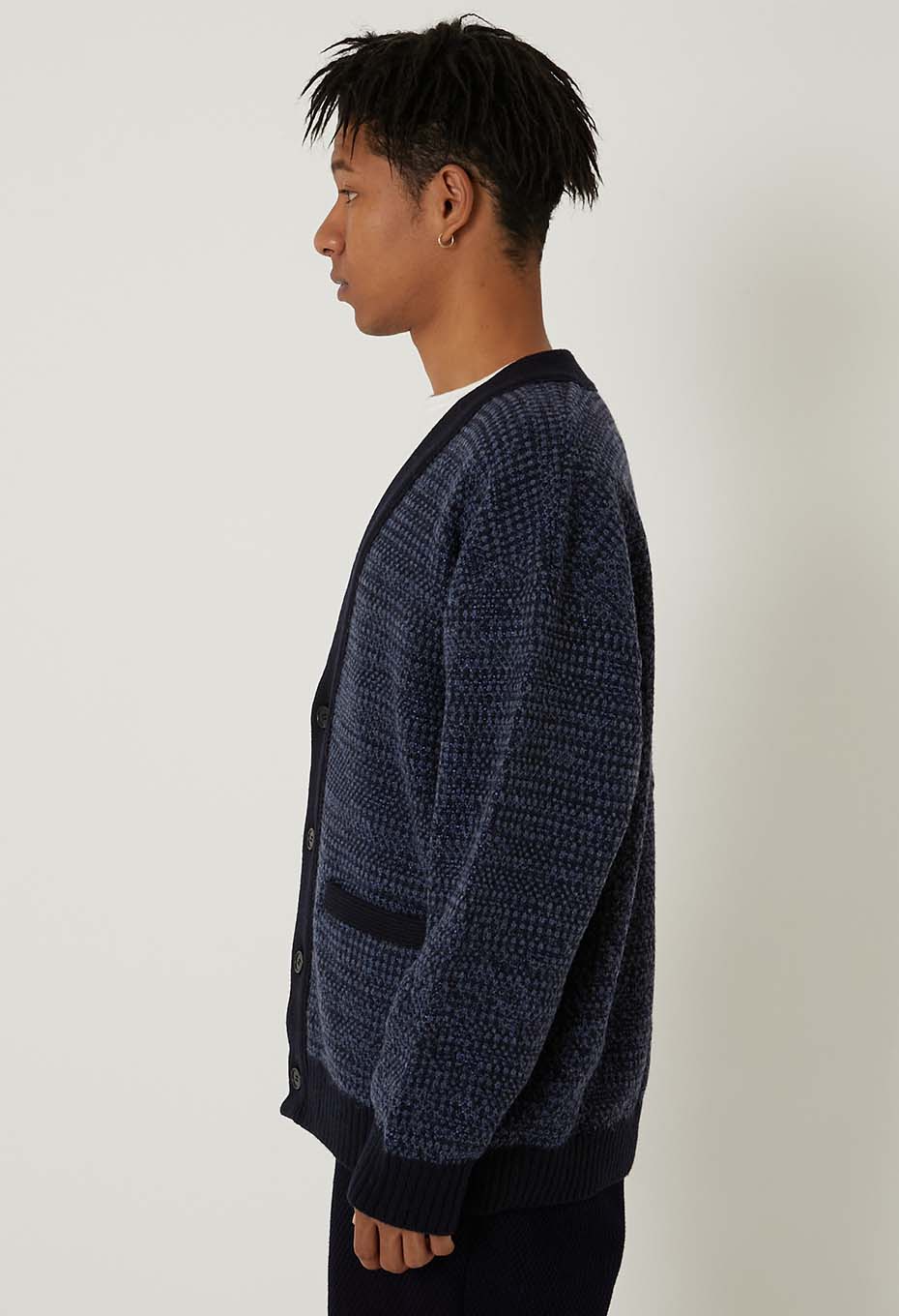 マチアカリ カノコニット Vネック カーディガン - NAVY