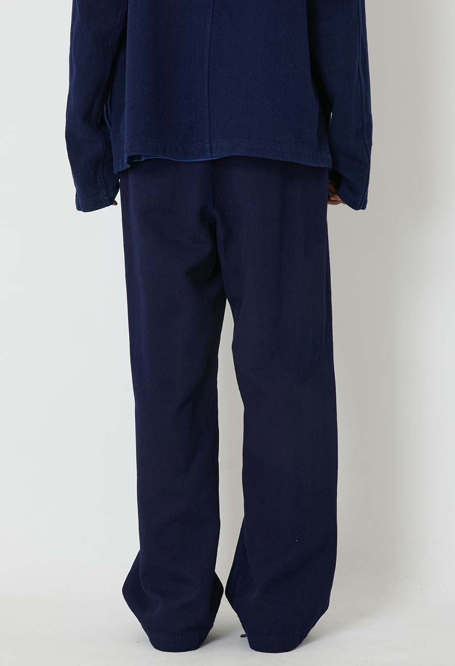 Woven Pure Indigo Nijuorisashiko Tuck Wide Pants - INDIGO