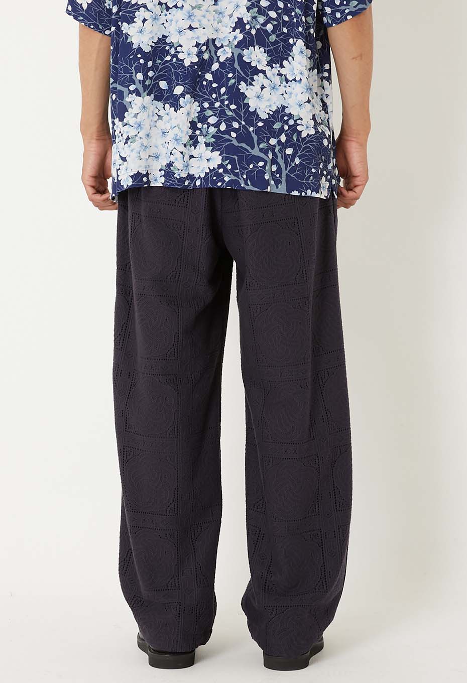 ミズヒキレース ドローストレートパンツ - DARK NAVY