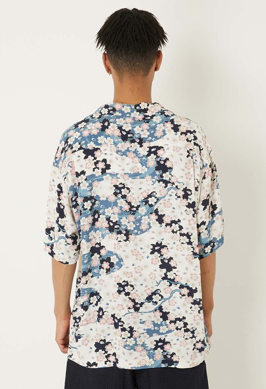 Sakura Nagare short sleeve shirt - WHITE