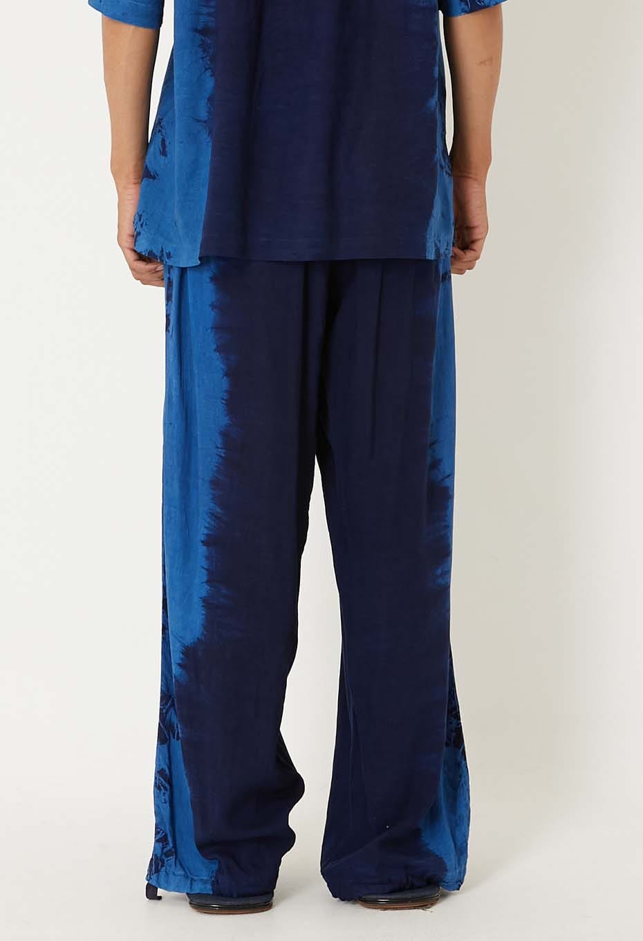Aigasaneshibori Linen Easy Pants - INDIGO