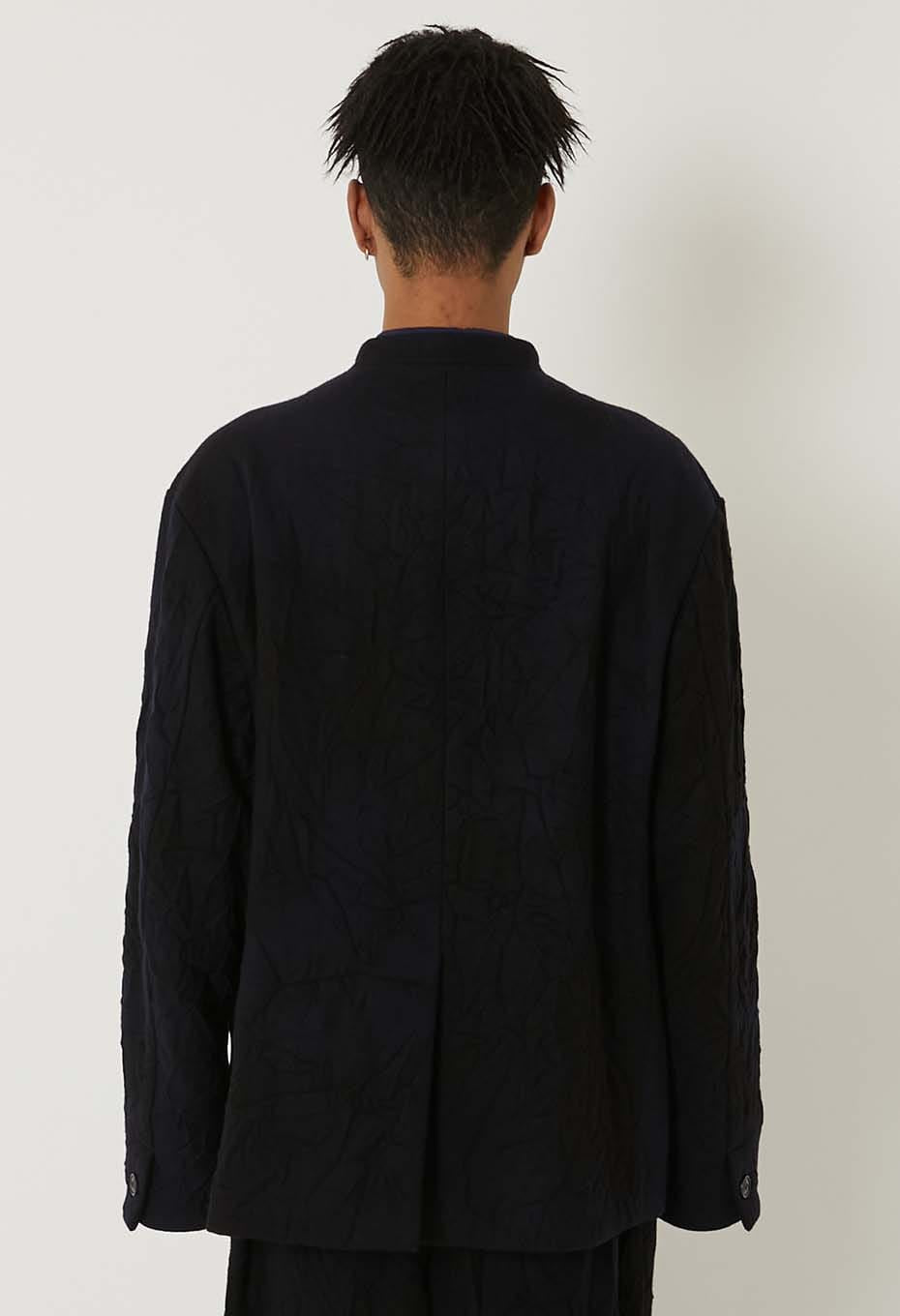 Murazome wool 5B stand collar jacket - DARK NAVY