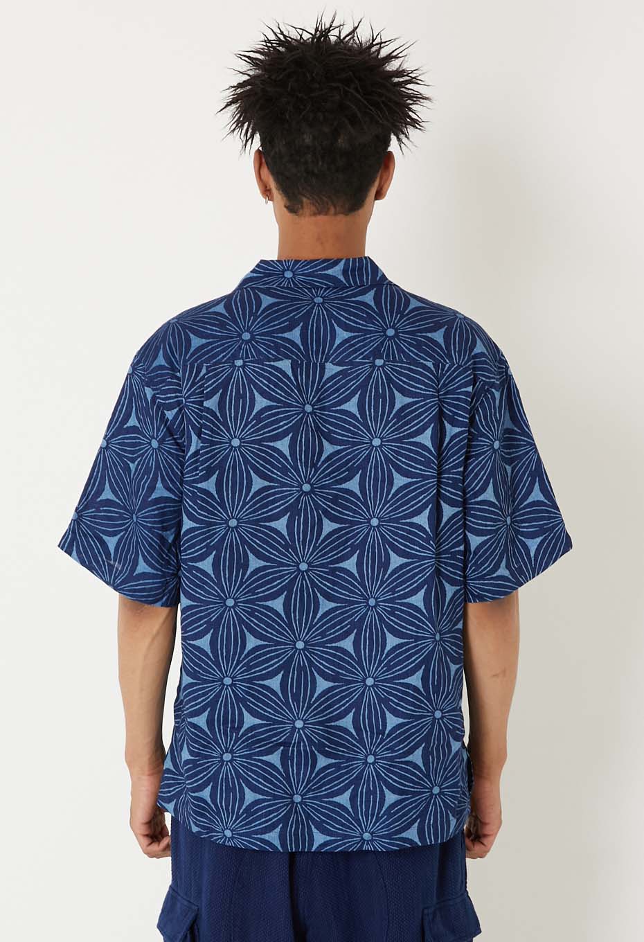 インディゴリネン サクラバッセン ショートスリーブシャツ - INDIGO
