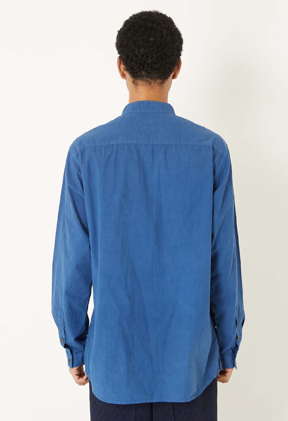 オーガニックブロード ホンアイテゾメ スタンドカラーロングスリーブシャツ - INDIGO