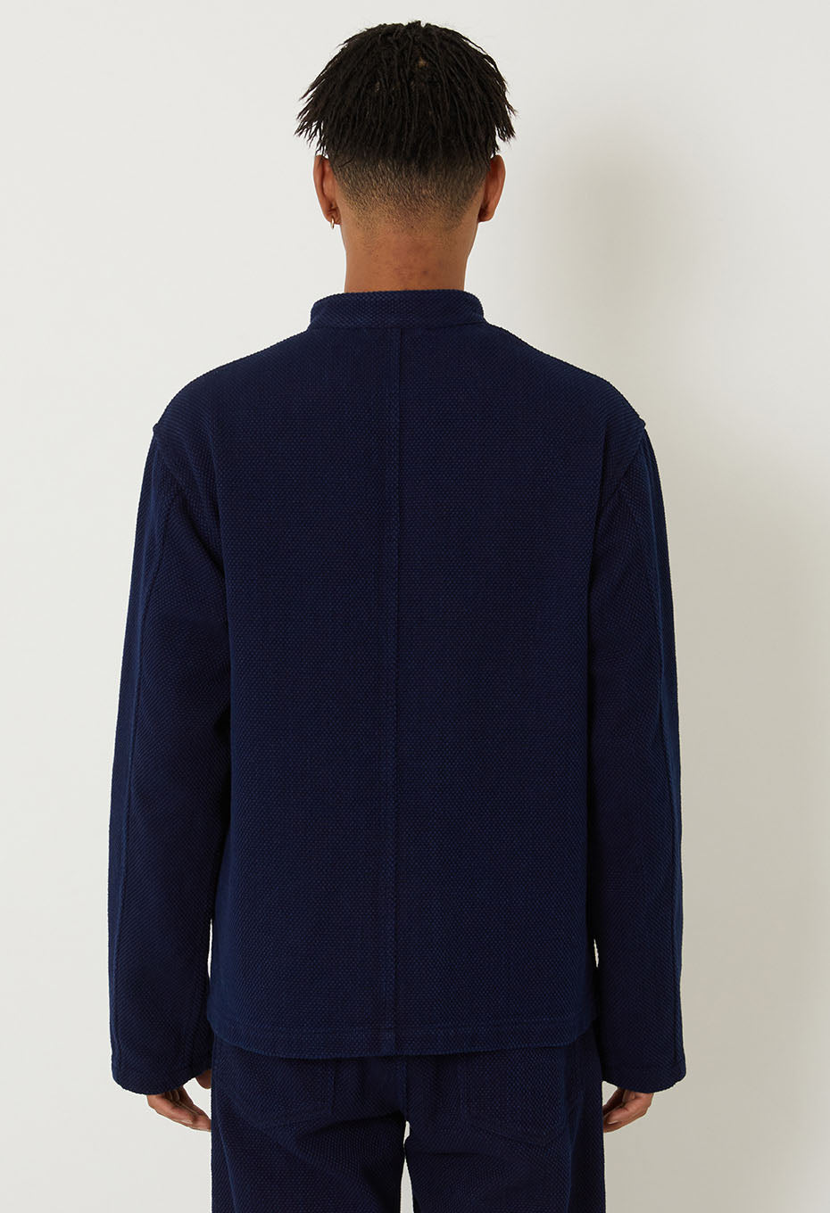 Woven Pure Indigo Light Sashiko Oriental Jacket - INDIGO