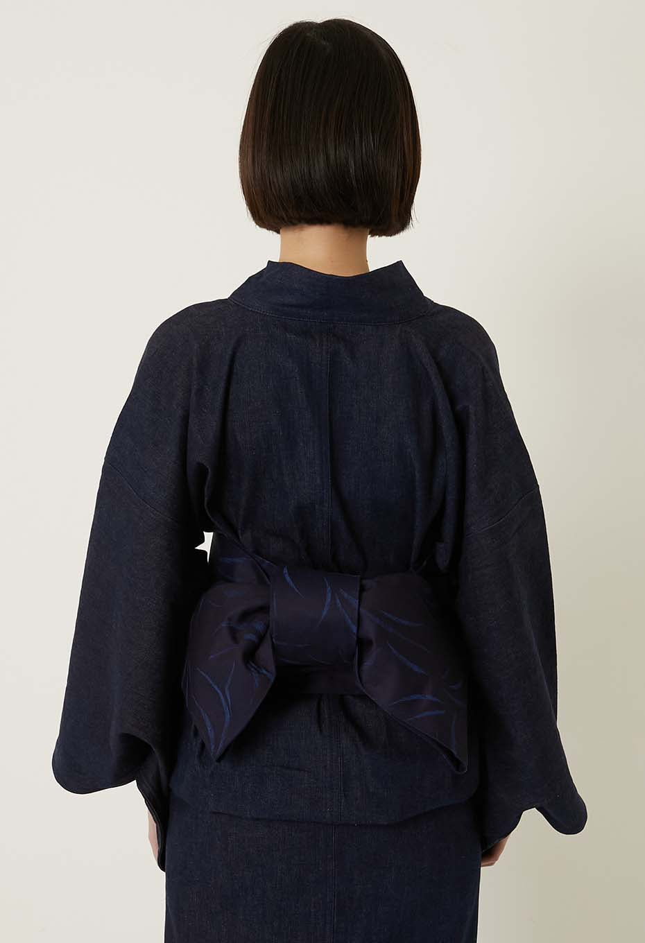 Indigo Mebuki Jacquard Han Habaobi - INDIGO