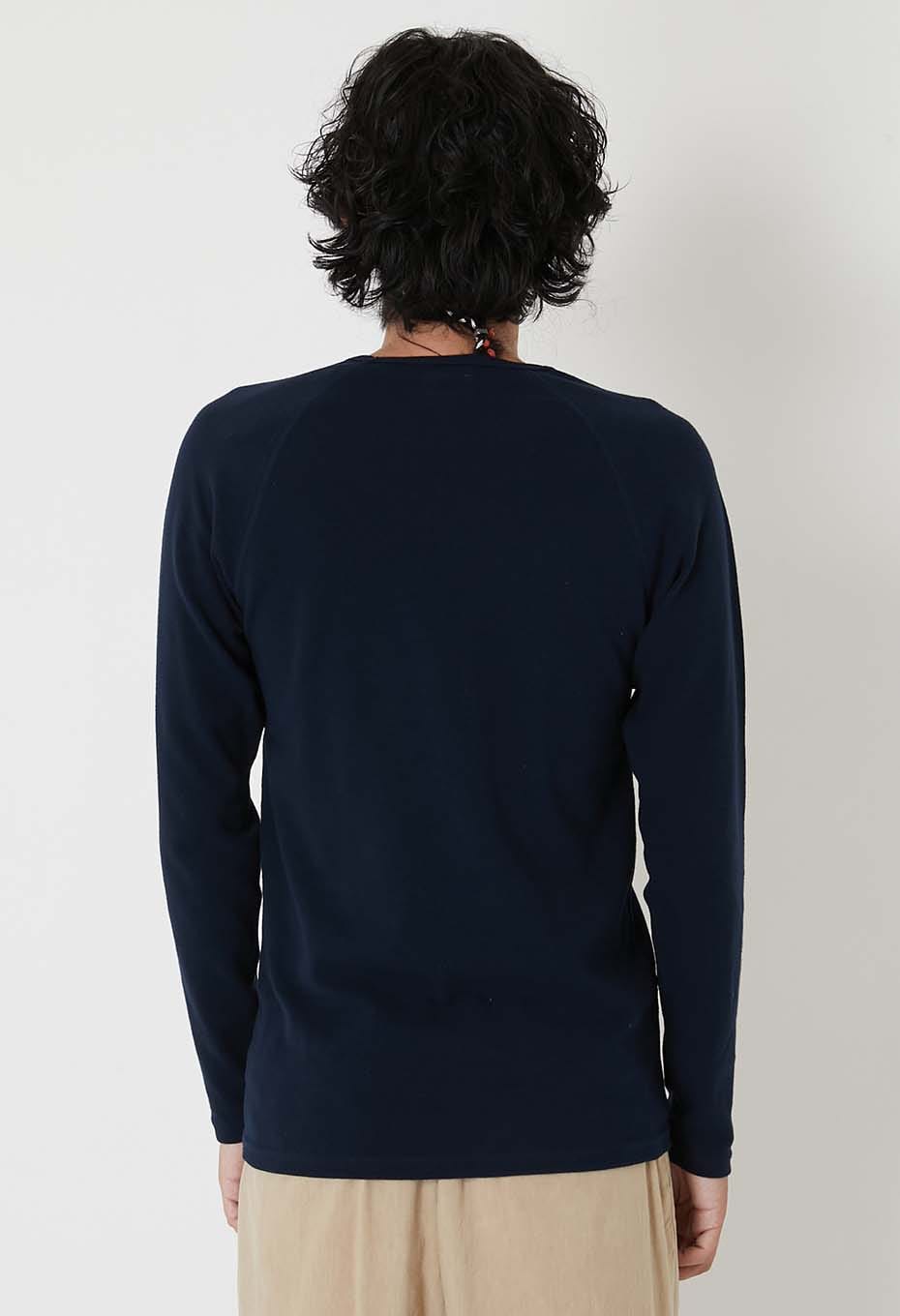 ストレッチフライス Vネックロングスリーブ Tシャツ - DARK NAVY