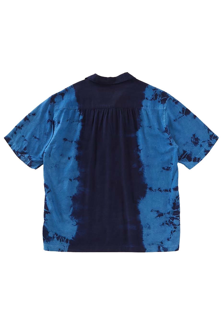 Aigasaneshibori linen short sleeve shirt - INDIGO