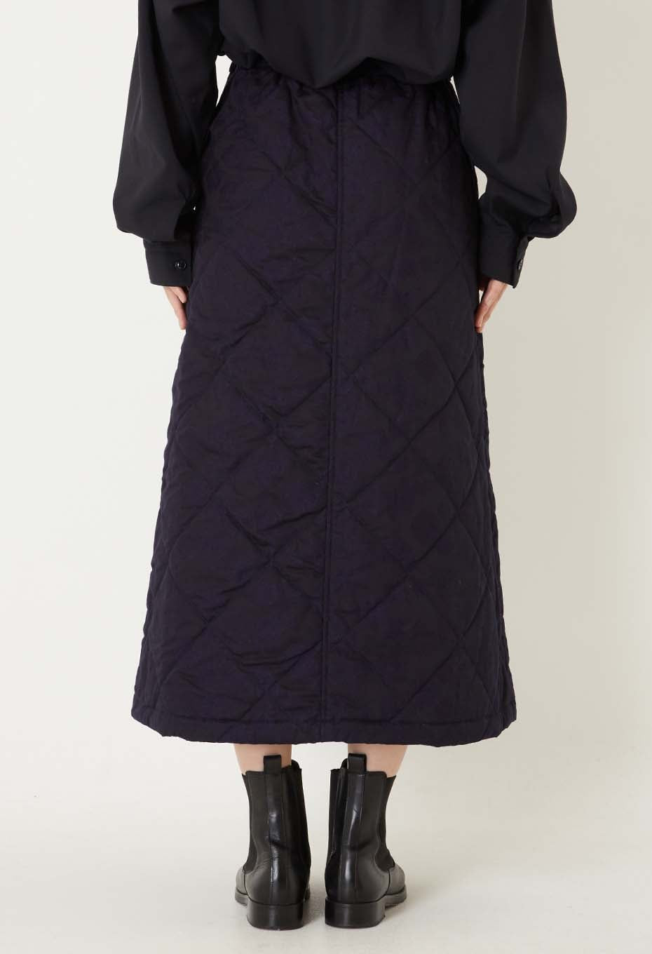 Indigo Tsujigahana Quilted Skirt - INDIGO