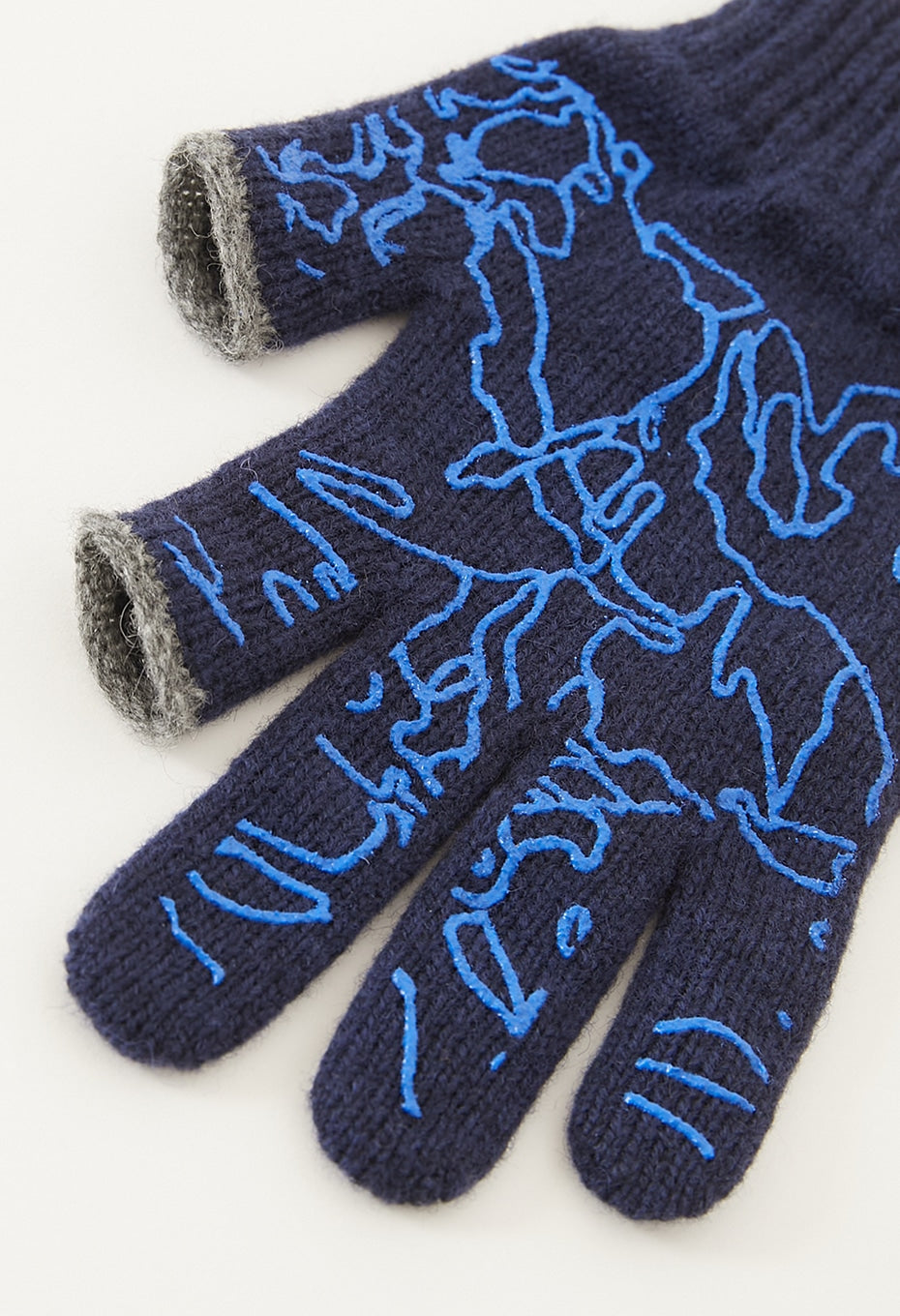 Recycled cashmere spider gloves - DARK NAVY