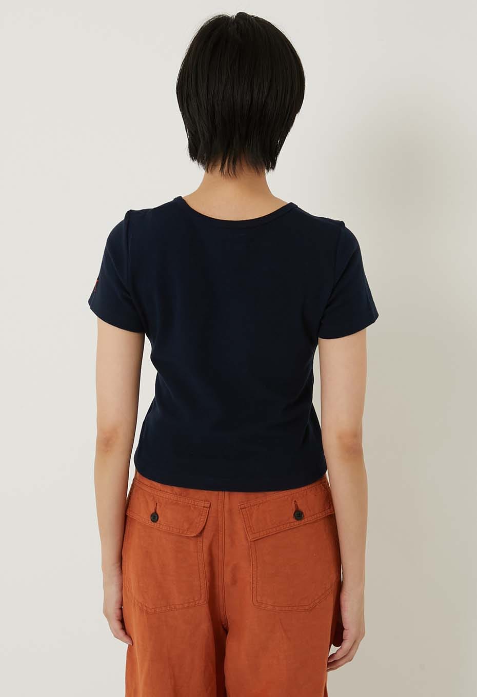 ストレッチフライス クロップド ショートスリーブ Tシャツ ウィメンズ - DARK NAVY