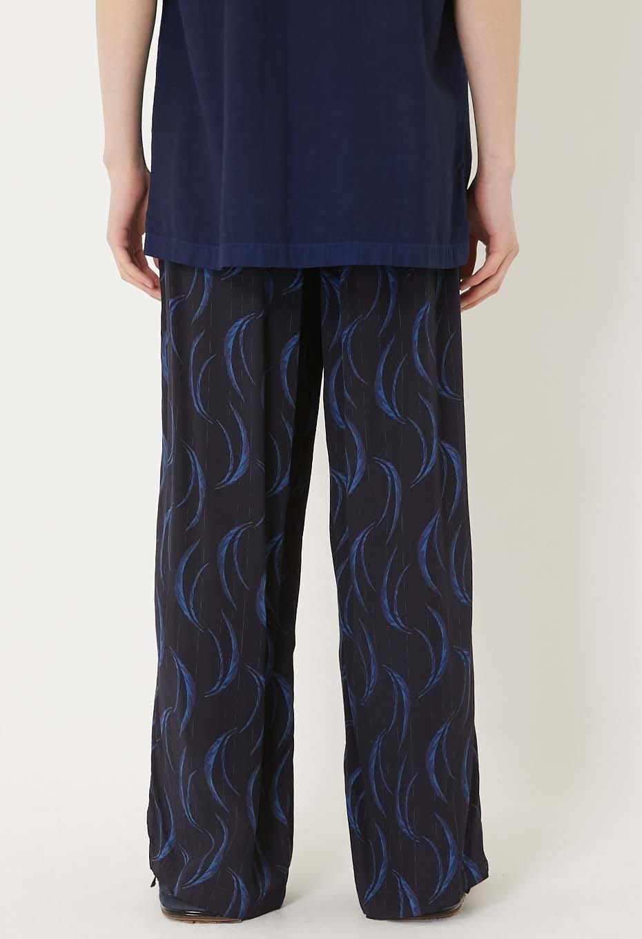 Rayonette Mebuki Print Easy Pants - DARK NAVY