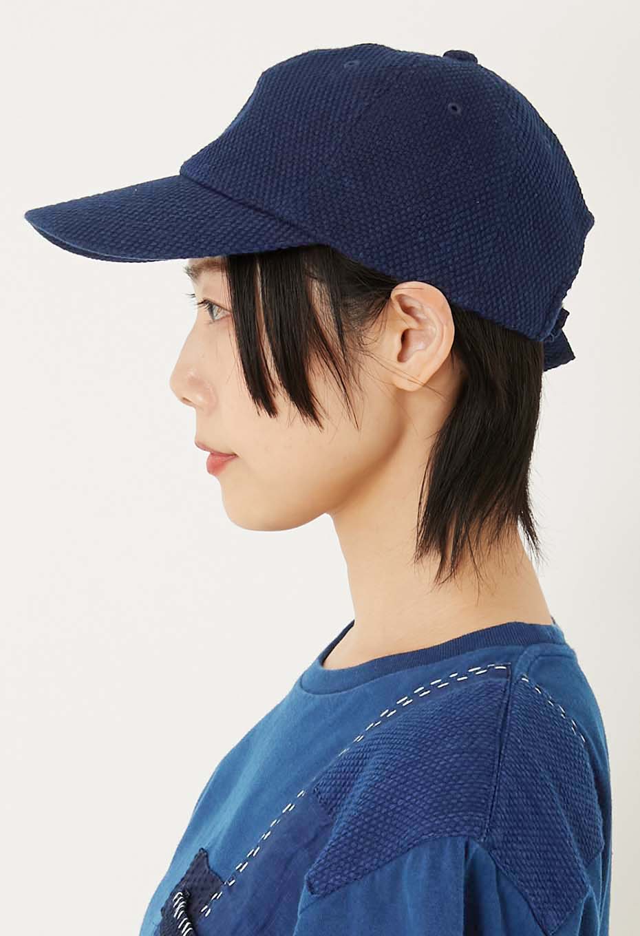Woven Pure Indigo Light Sashiko Cap - INDIGO