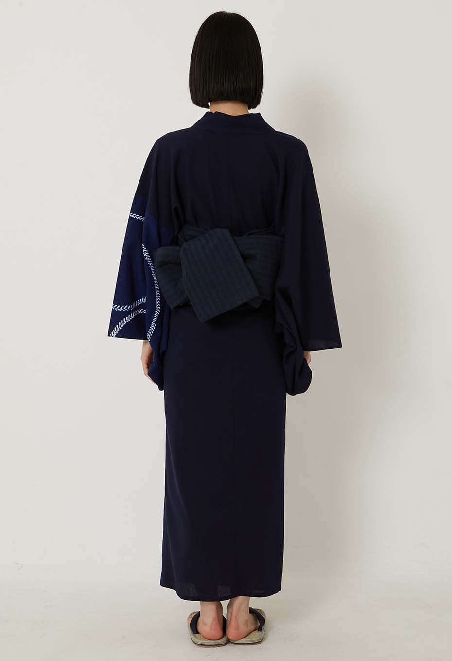 Tomoe Shibori Women's Yukata - NAVY