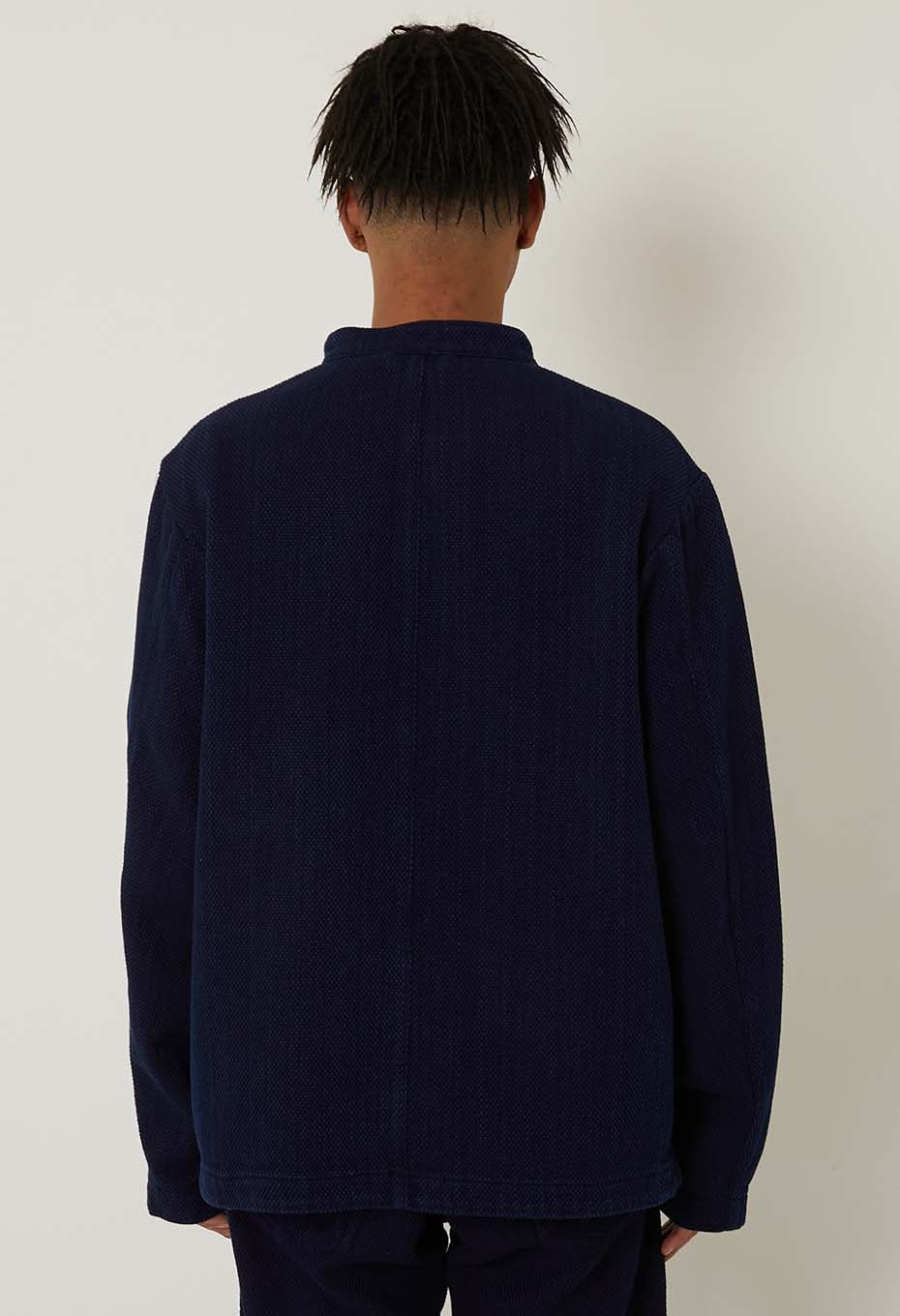 Woven Pure Indigo Light Sashiko Oriental Jacket - INDIGO