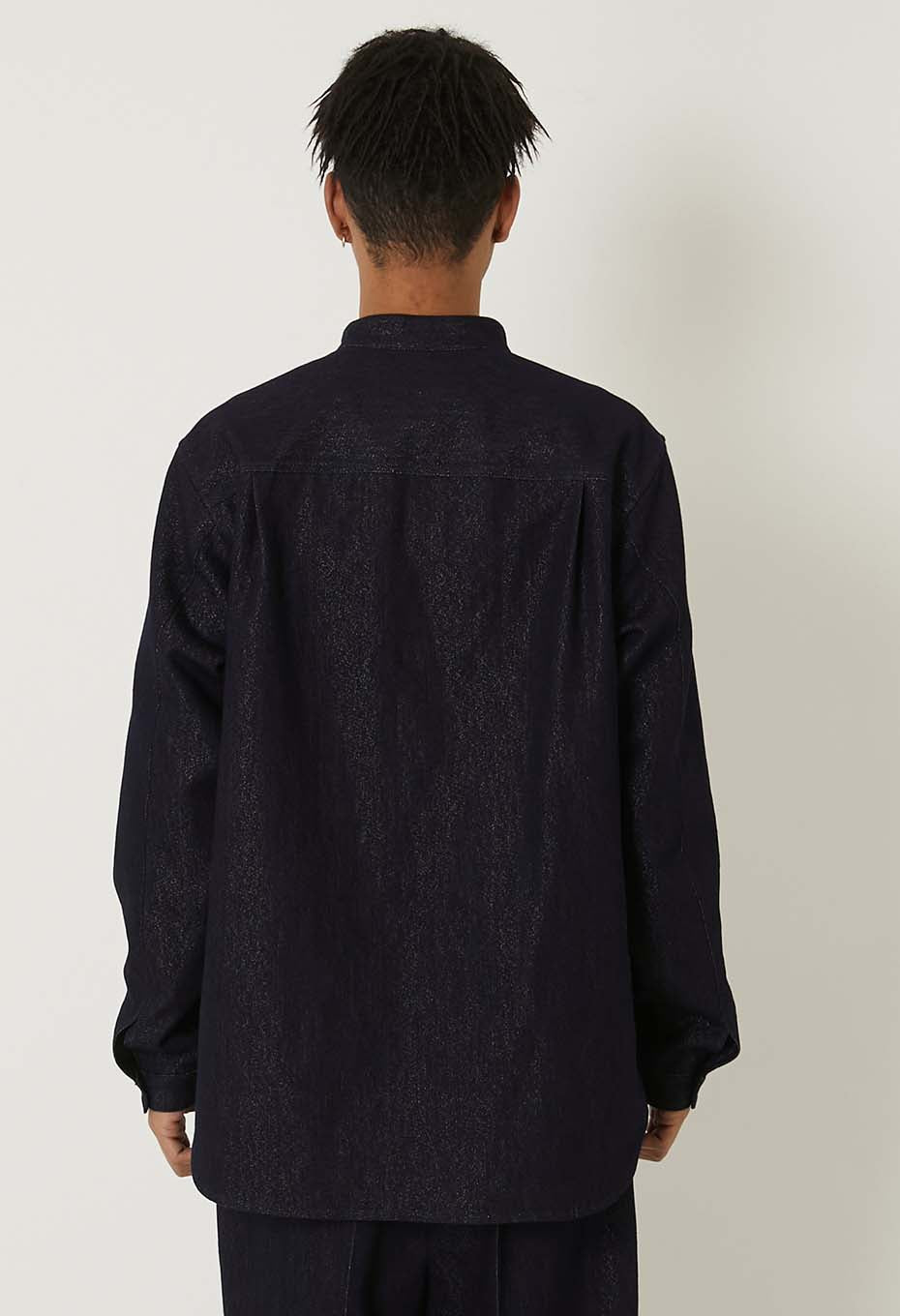 Gold yarn indigo pullover long sleeve shirt - INDIGO