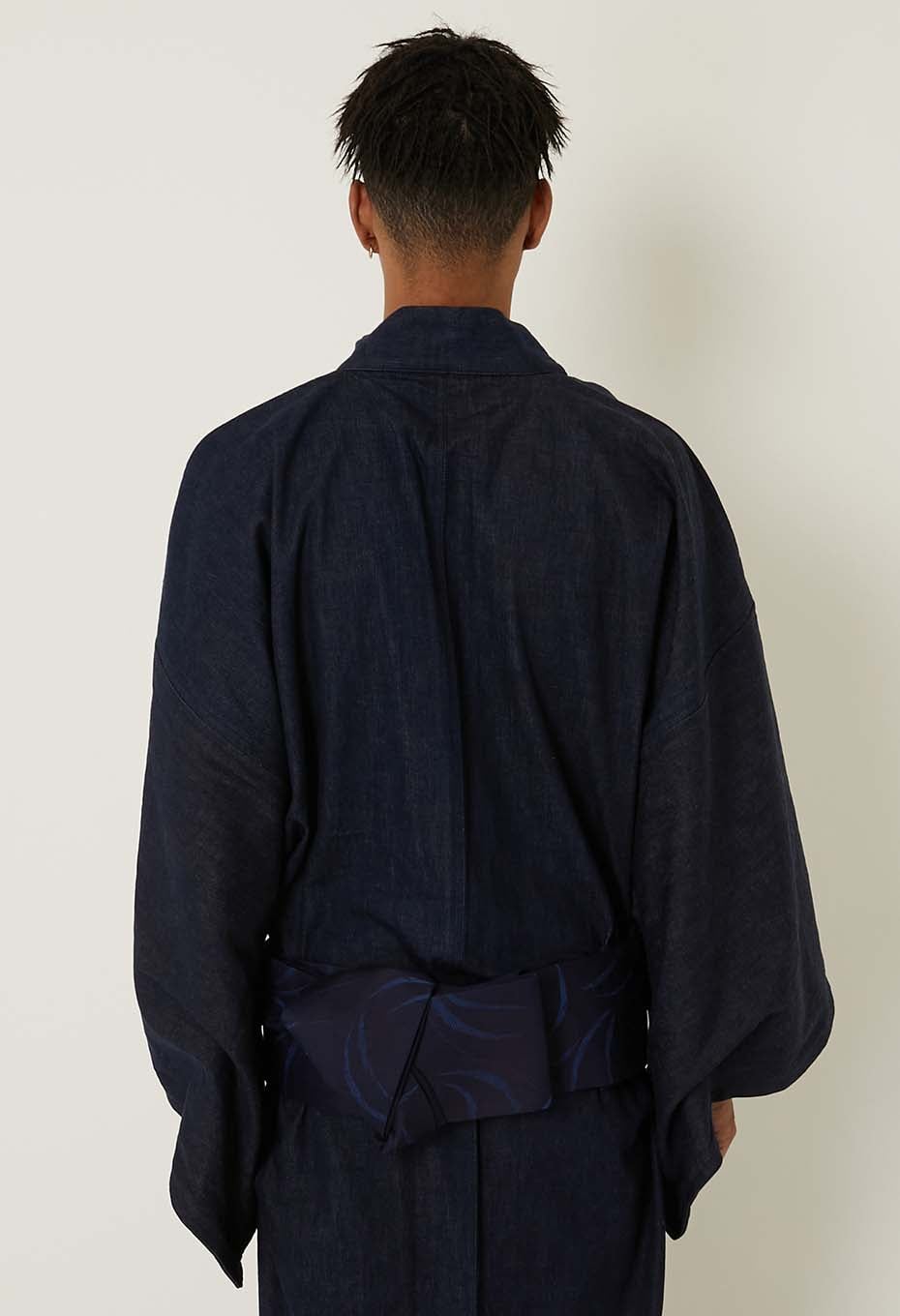 Indigo Mebuki Jacquard Kakuobi - INDIGO