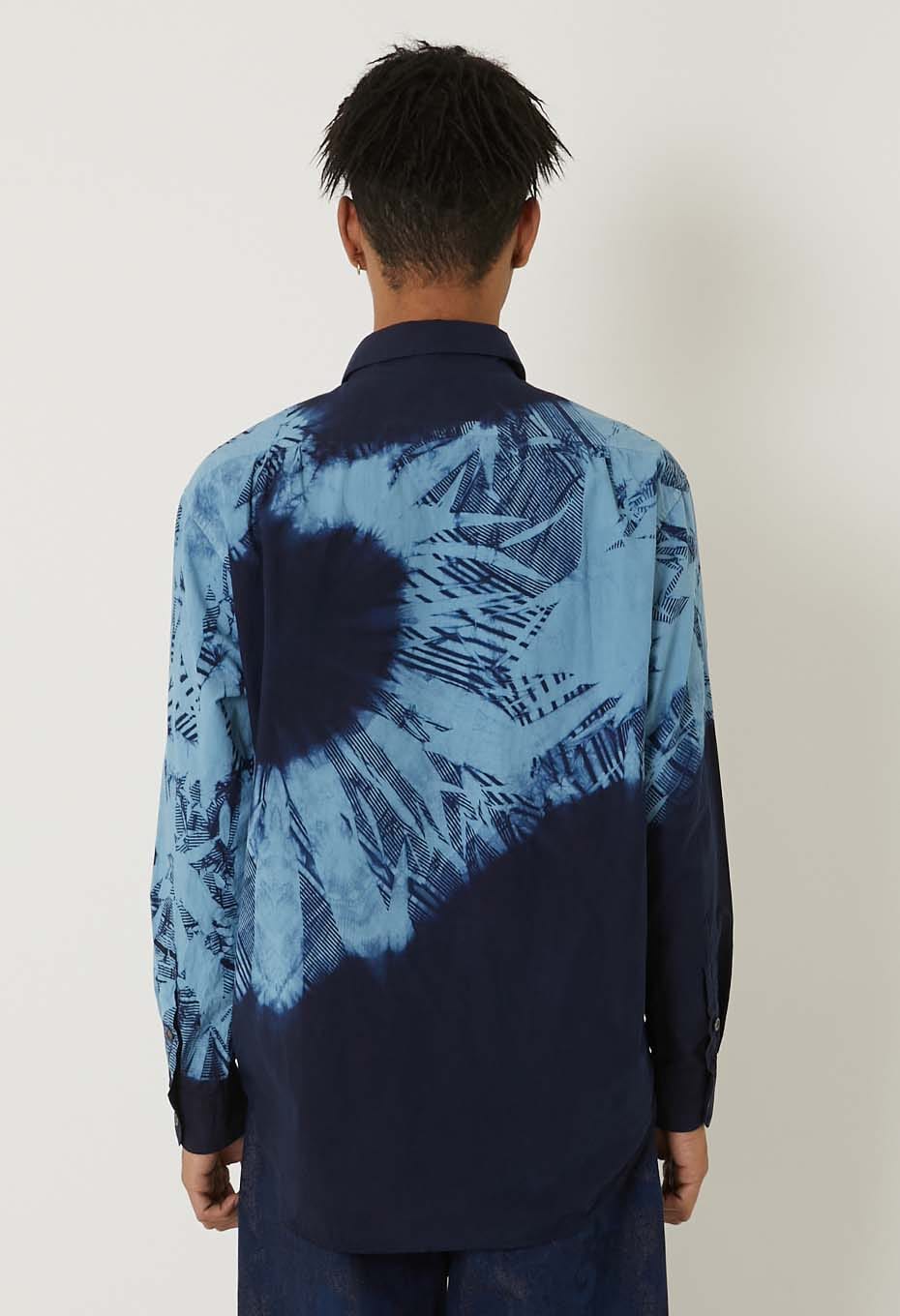 Woven Pure Indigo Itajime regular collar shirt - INDIGO