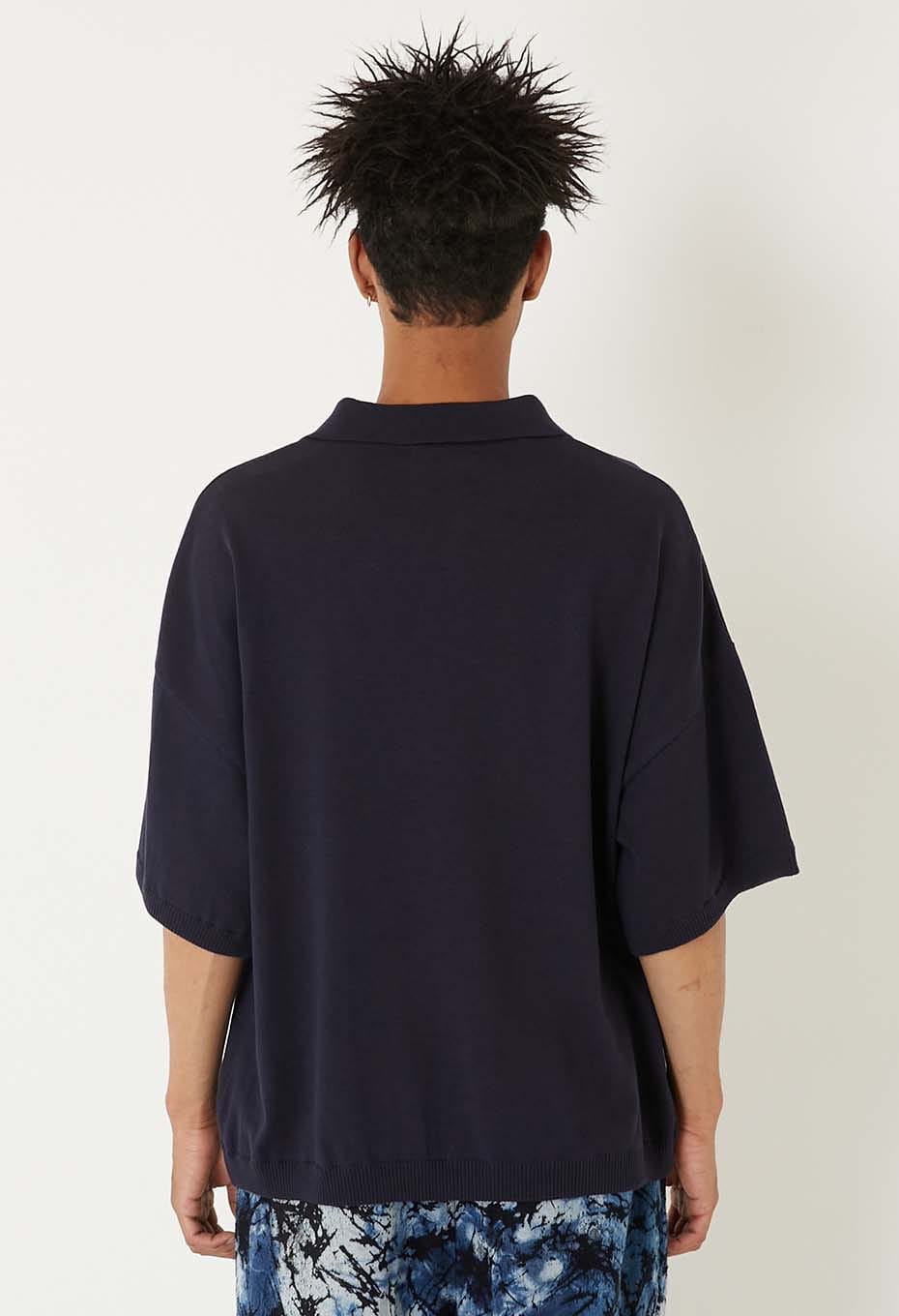 オーガニックカミイトコットン ポロネックプルオーバー - NAVY