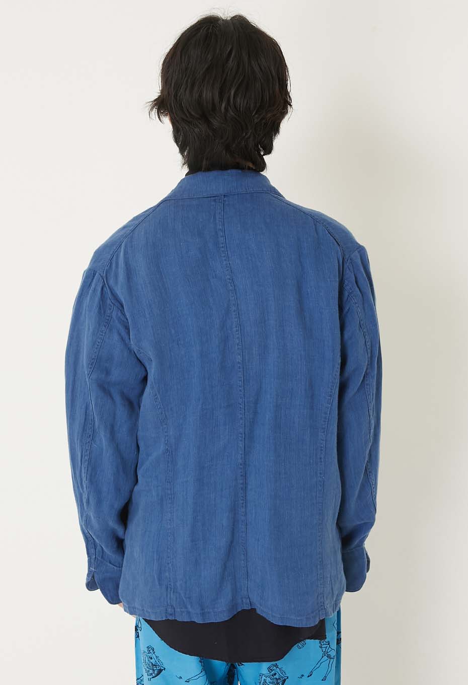インディゴリネン ハイカウントツイル ダブルブレストワークジャケット - INDIGO