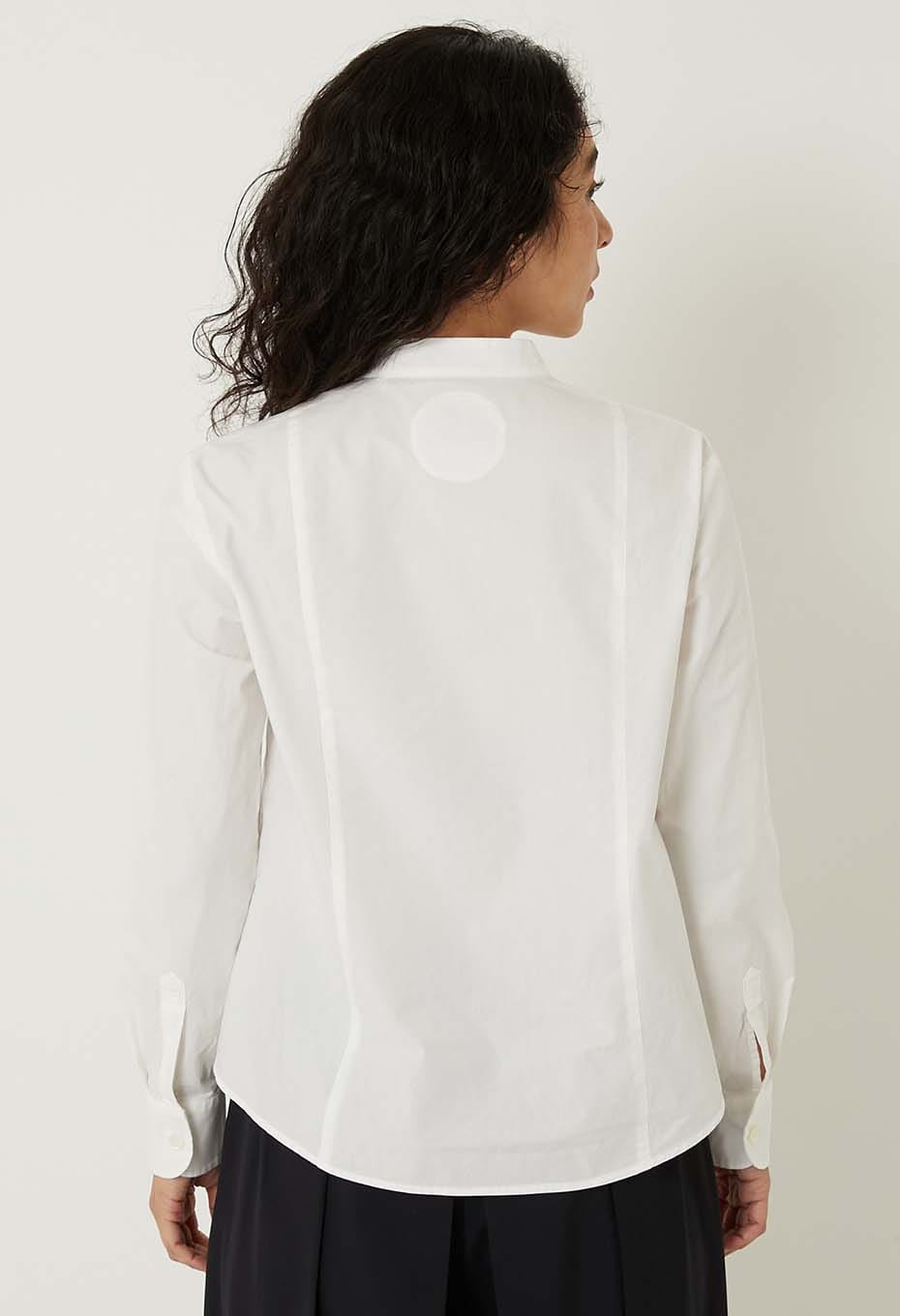 Organic cotton stand collar shirt for women - WHITE