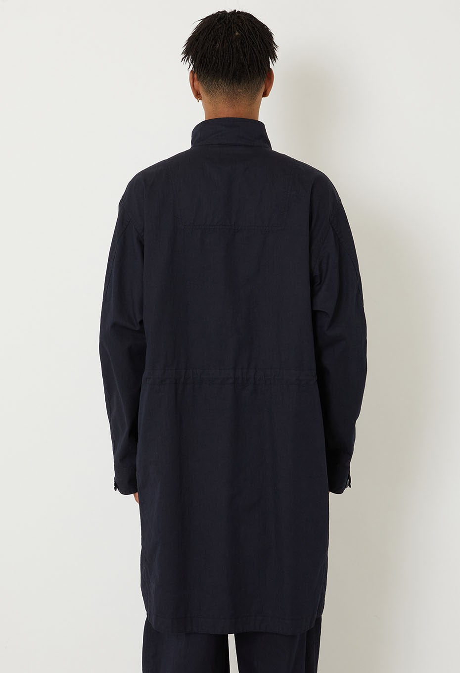 Indigo nylon satin field coat - INDIGO