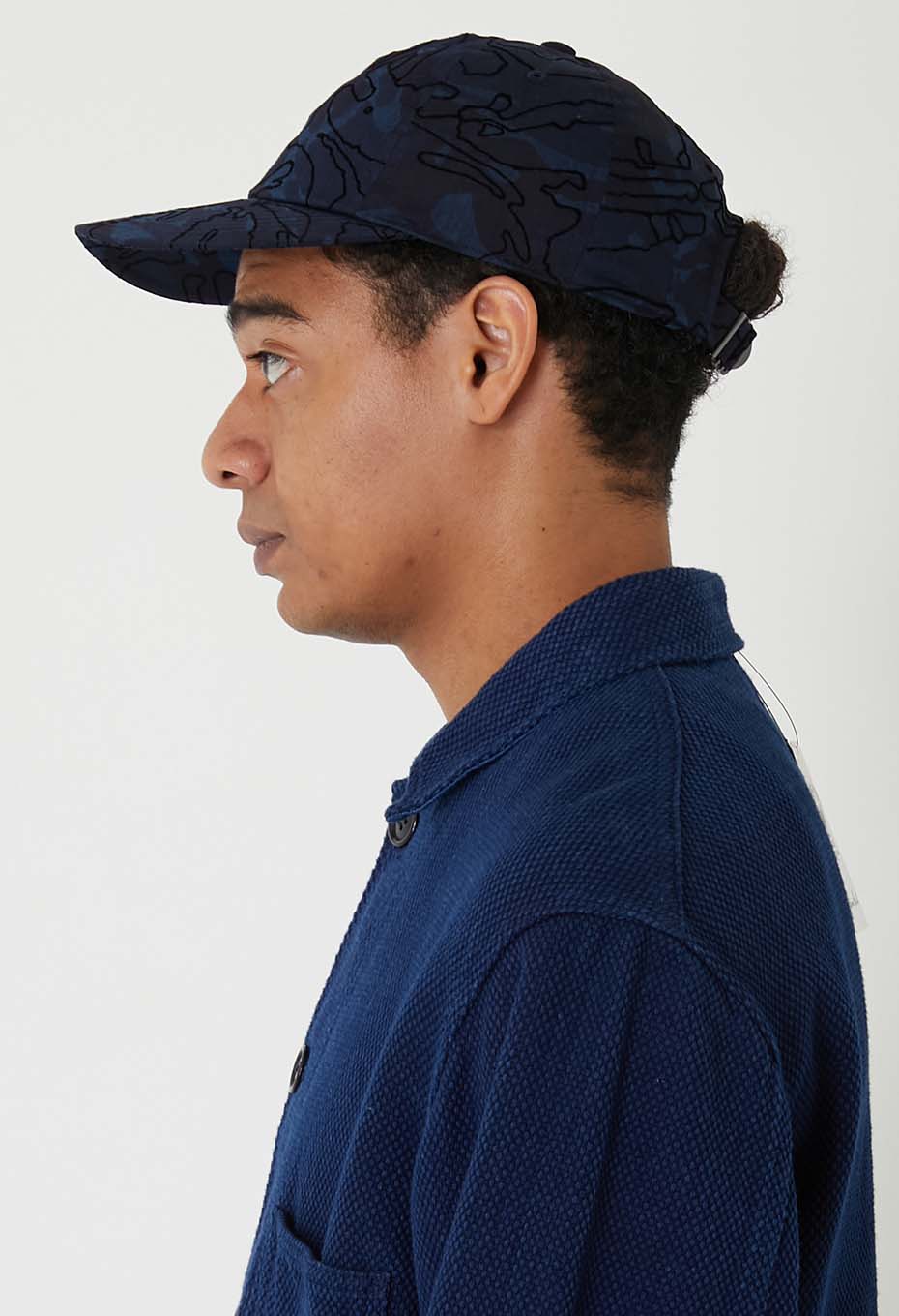 インディゴナイロンサテン チャクバツフロッキーキャップ - INDIGO