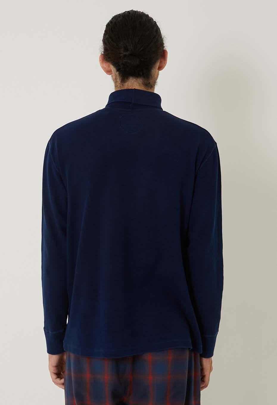 ムライトテレコ テゾメ ニードルステッチ タートルネック Tシャツ ユニセックス - INDIGO