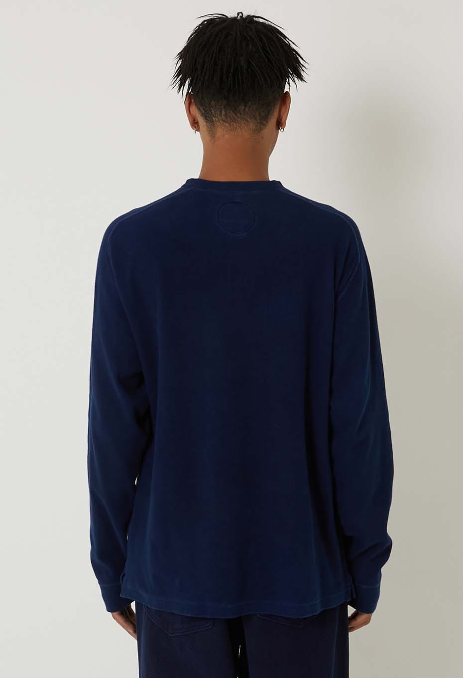 ムライトテレコ テゾメ ニードルステッチ ロングスリーブＴシャツ ユニセックス - INDIGO