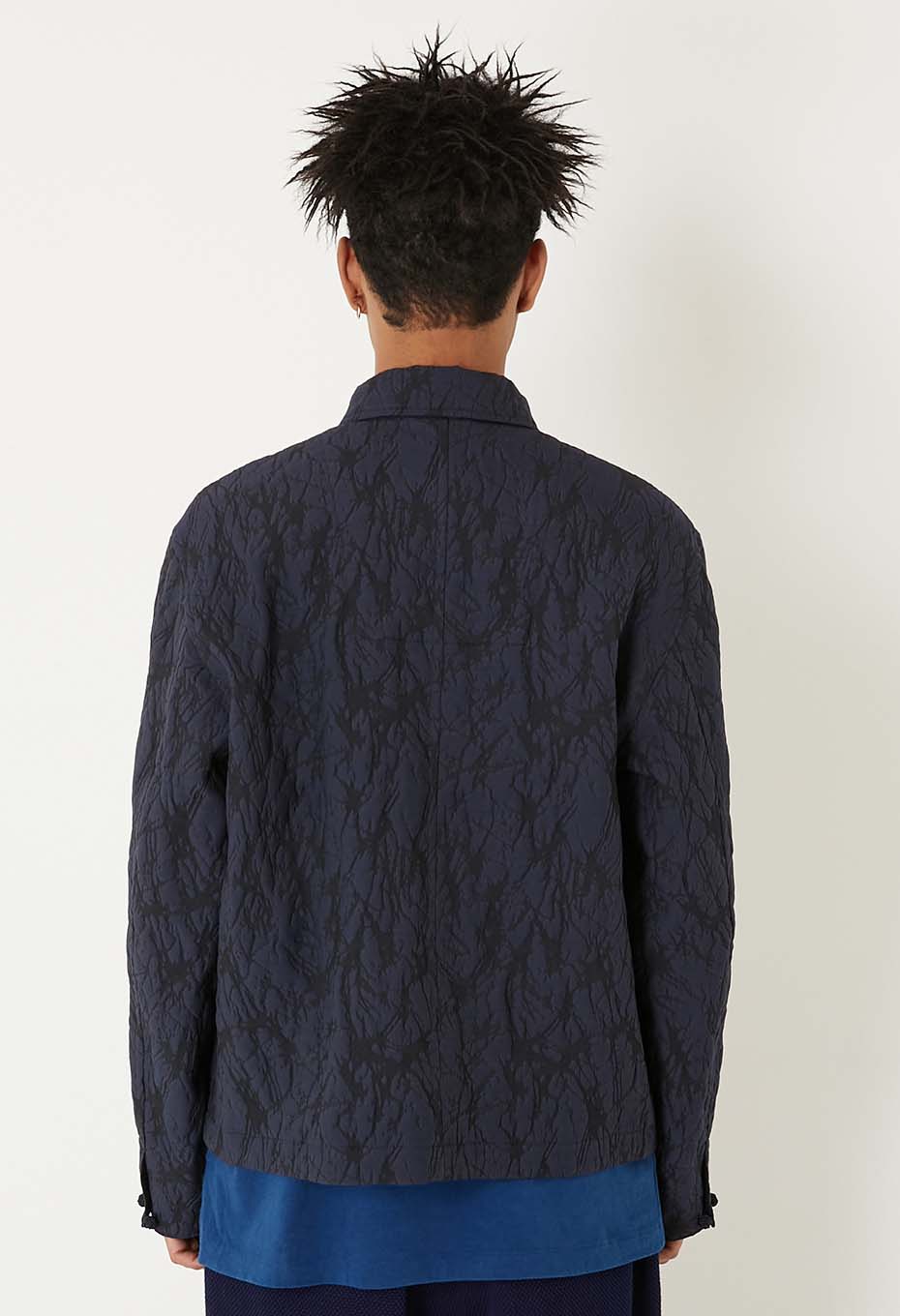 Glass jacquard zip-up jacket - DARK NAVY