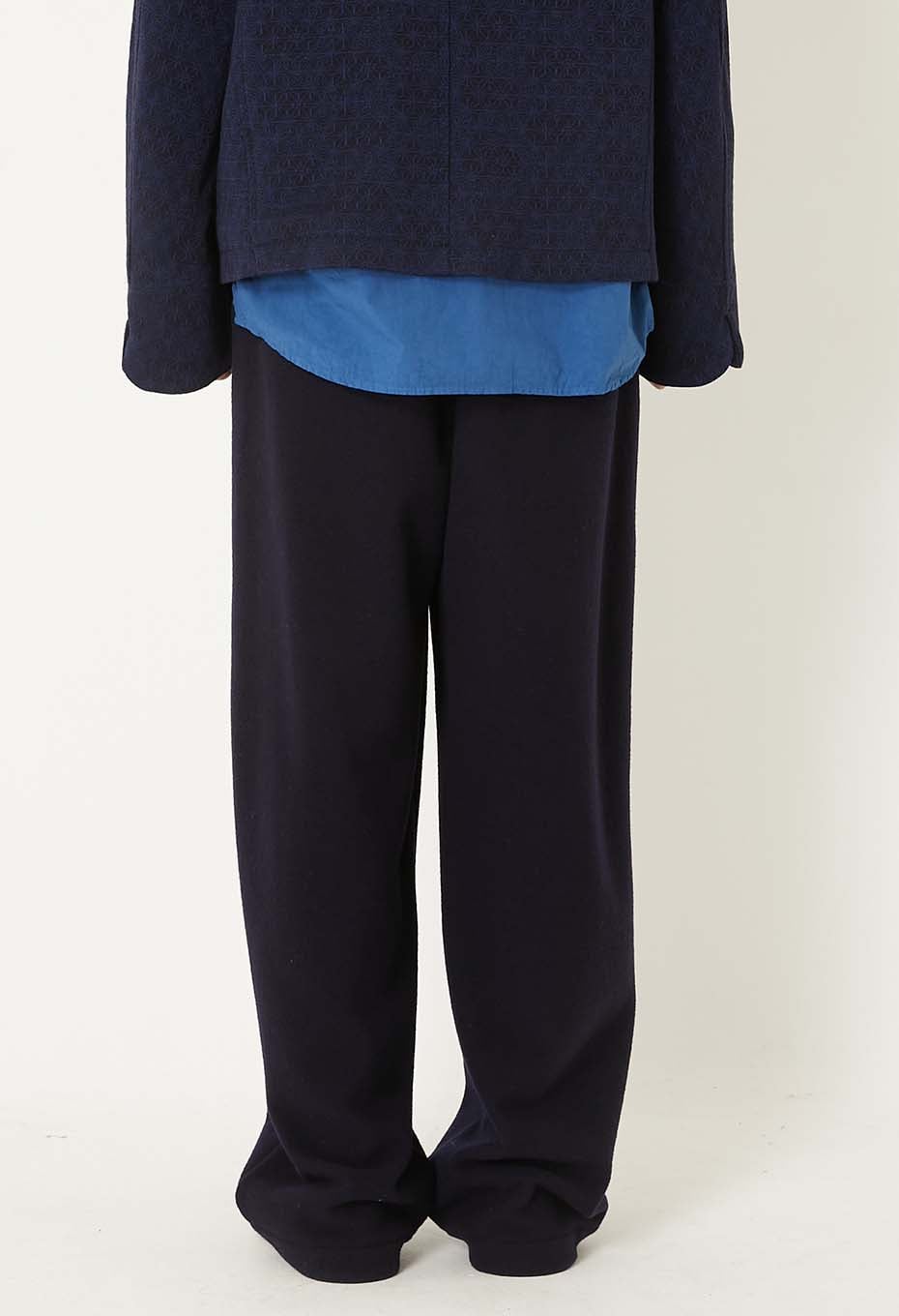 Cashmere mix fleece draw pants - DARK NAVY