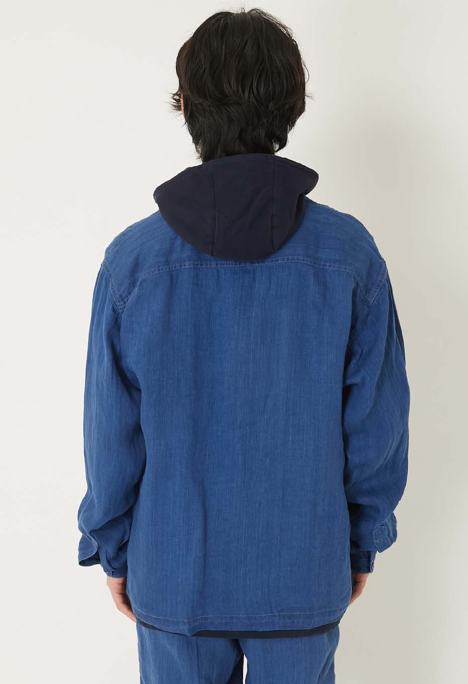 インディゴリネン ハイカウントツイル シャツカーディガン - INDIGO