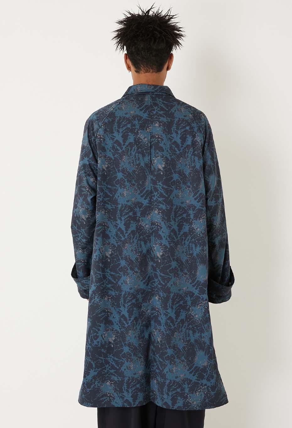 ショウカテンシャガラスプリント チェスターコート - NAVY