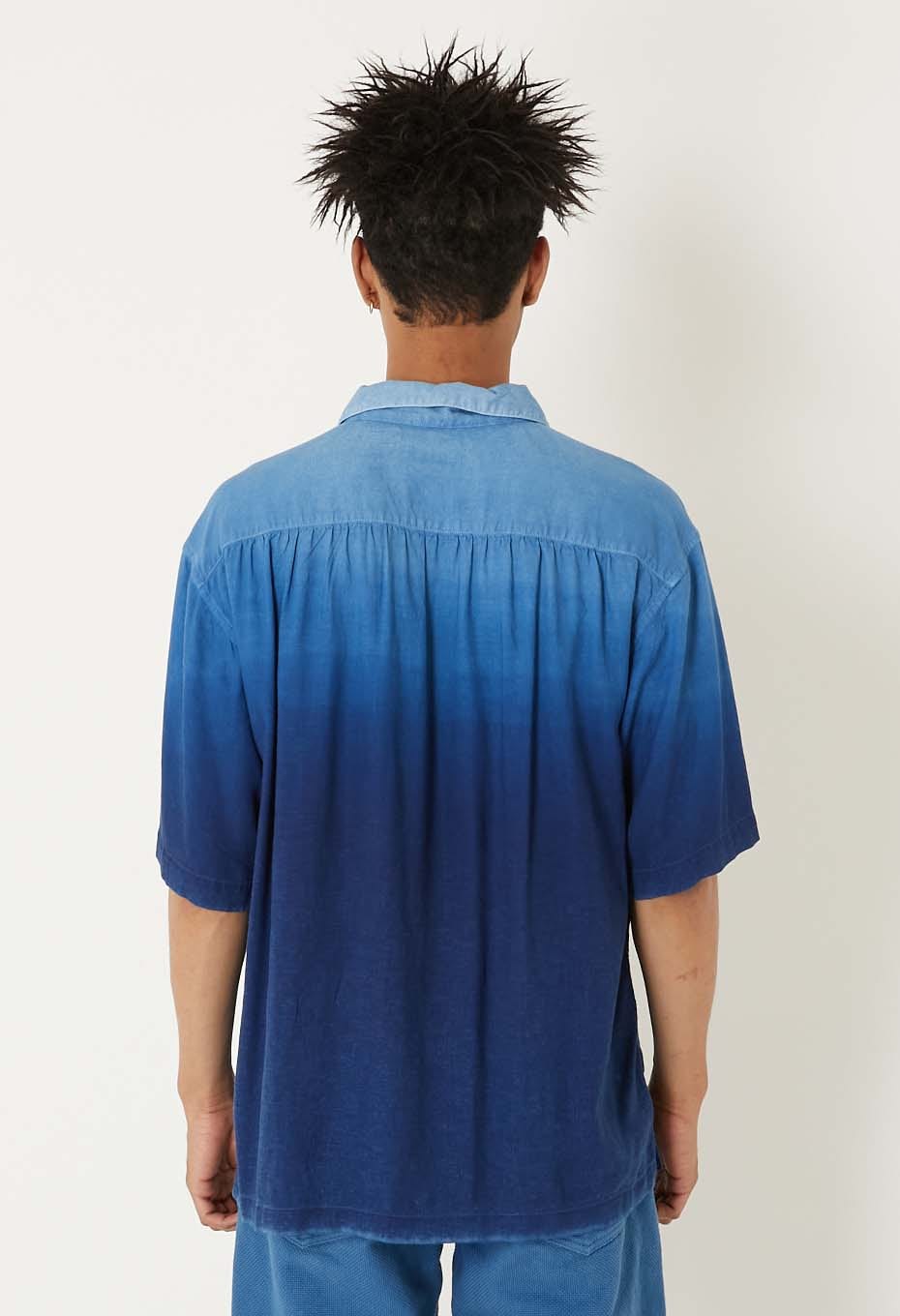 インディゴテゾメ グラデーションリネン ショートスリーブシャツ - INDIGO