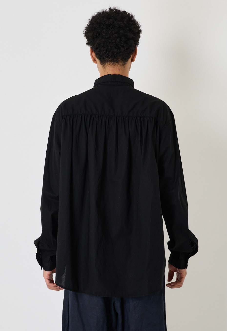 Kyokurozome gathered shirt - BLACK