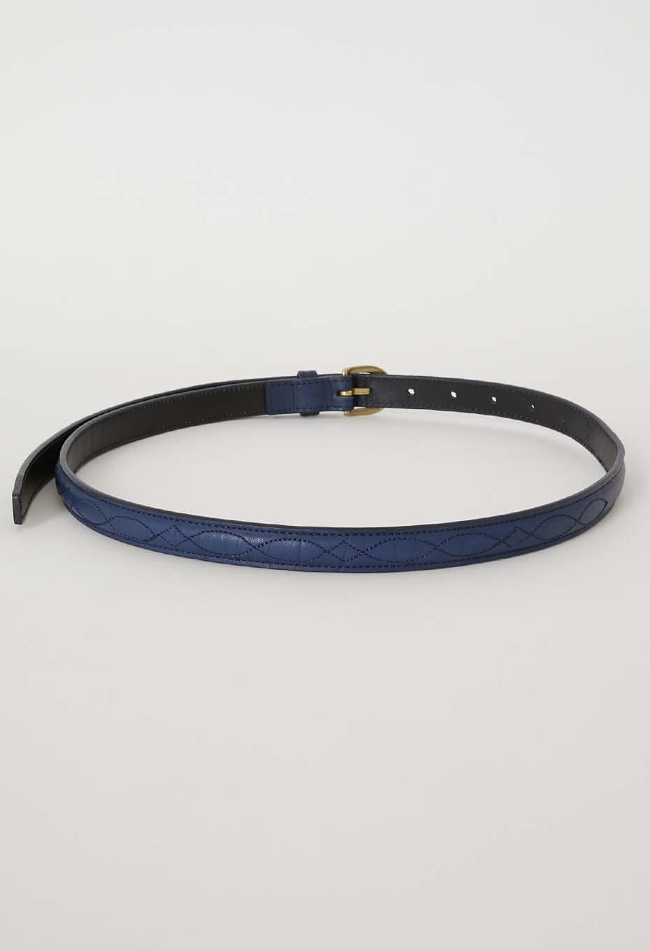 Leather narrow belt - INDIGO