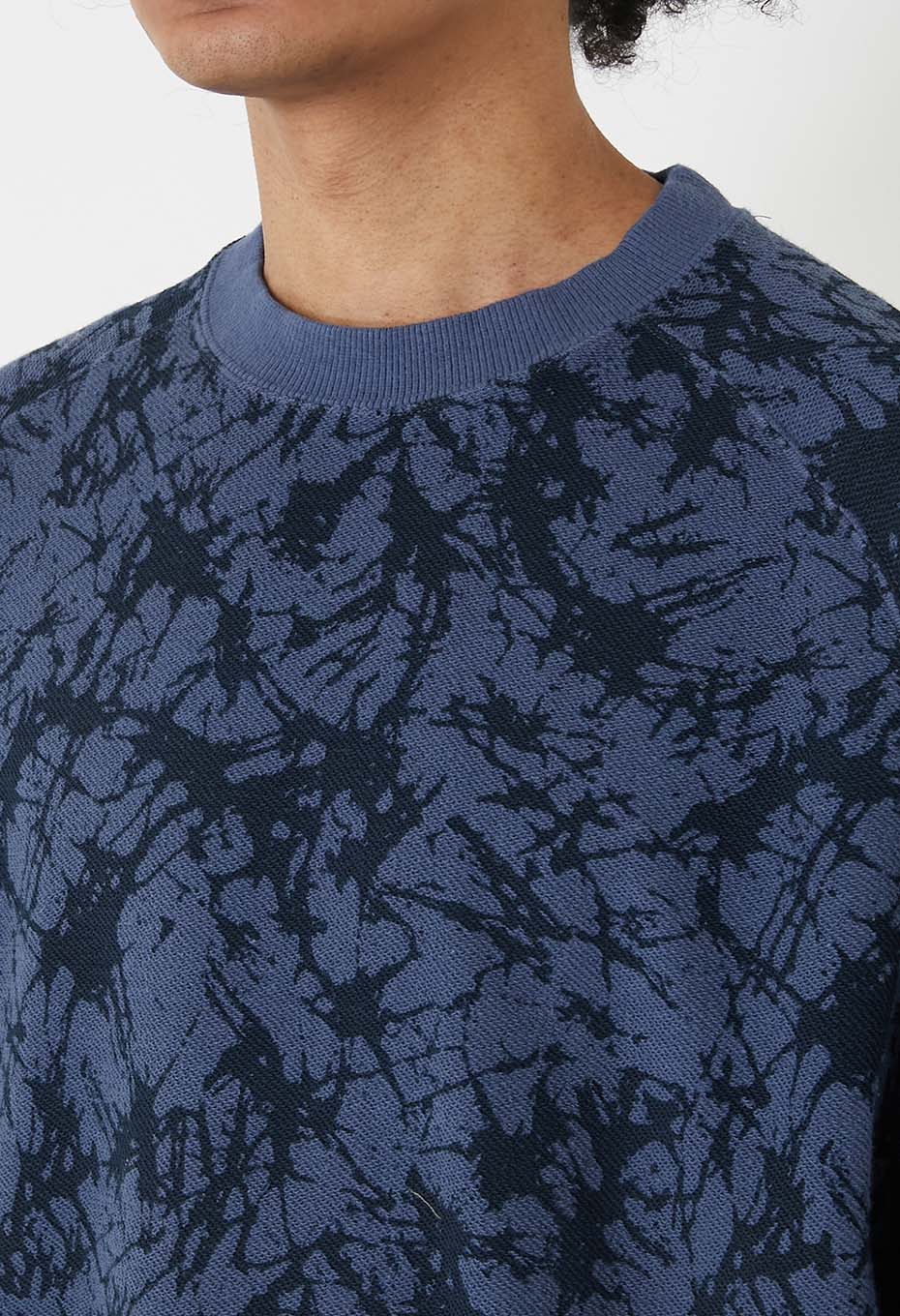 Urake print pullover - NAVY