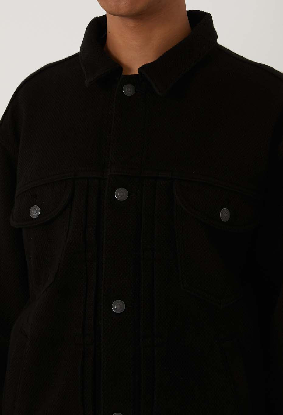 Nijuorisashiko Dark Black Trucker Jacket - BLACK