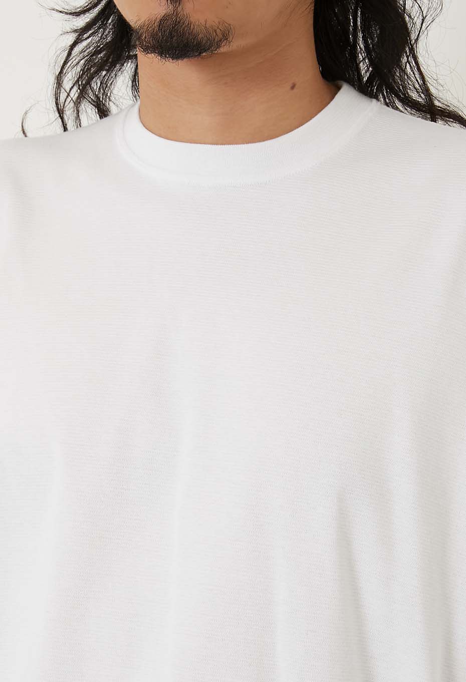 ストレッチフライス 9.5oz ヘムリブ ロングスリーブTシャツ - WHITE