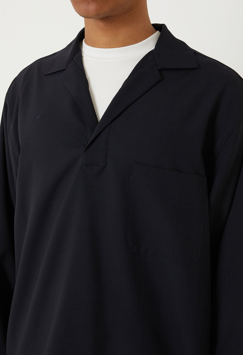 Dry poplin mebukishu pullover shirt - DARK NAVY