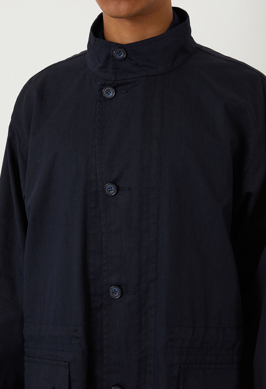 Indigo nylon satin field coat - INDIGO
