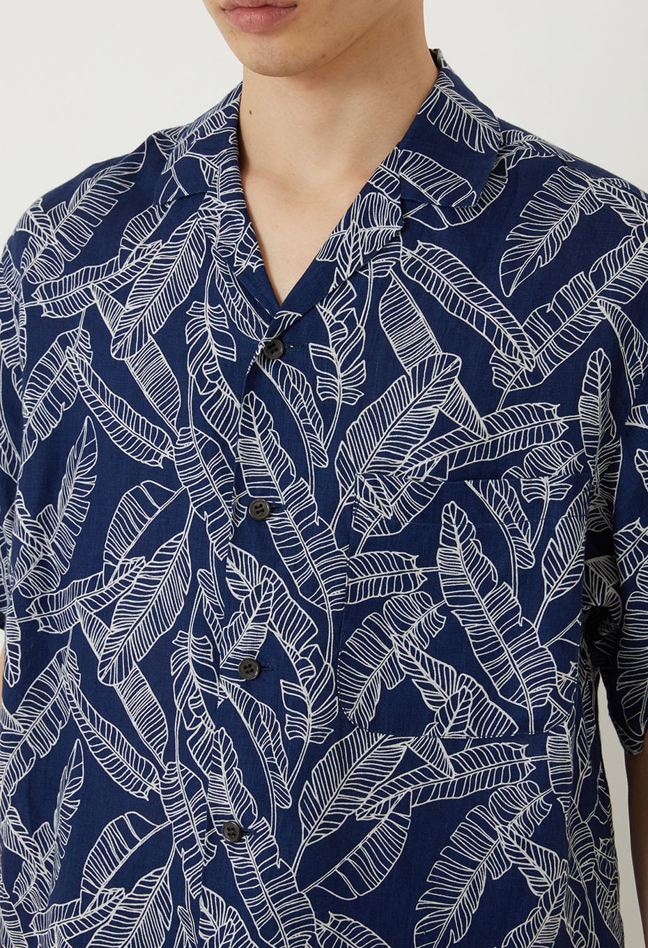 Indigo linen bashobassen short sleeve shirt - INDIGO