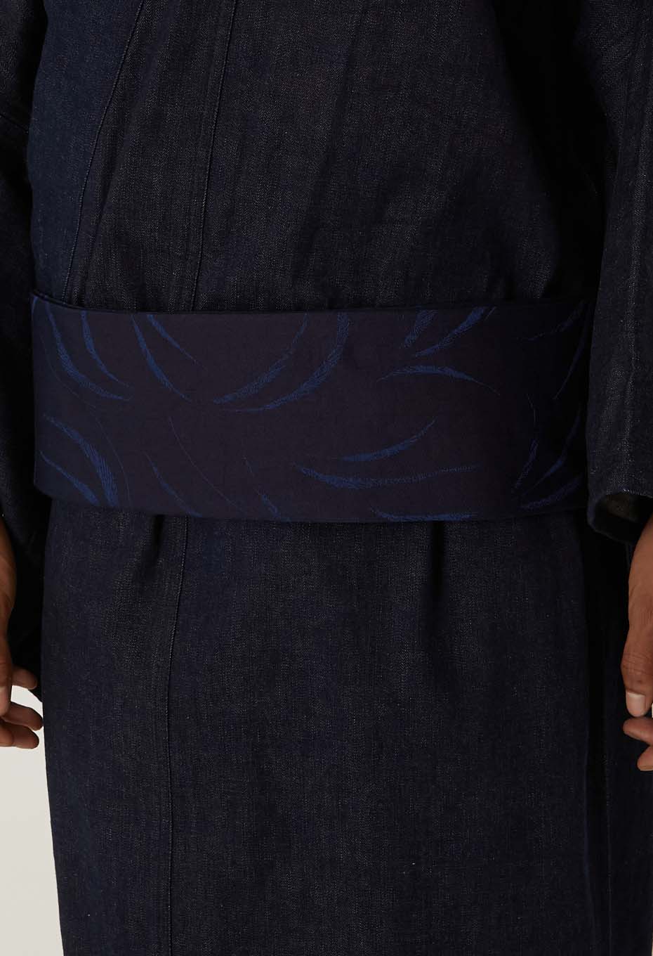 Indigo Mebuki Jacquard Kakuobi - INDIGO