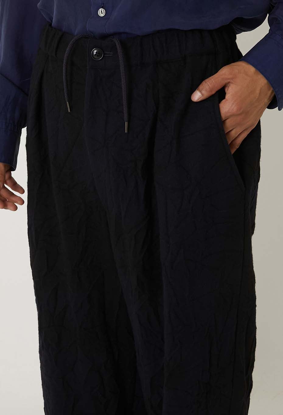 Murasome wool draw pants - DARK NAVY
