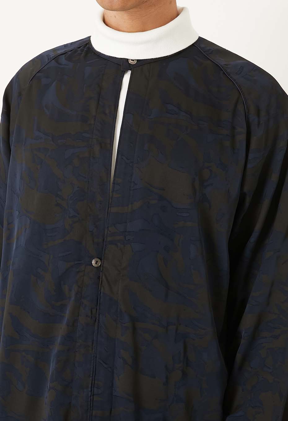 クモスカシモヨウ グランパシャツ - DARK NAVY