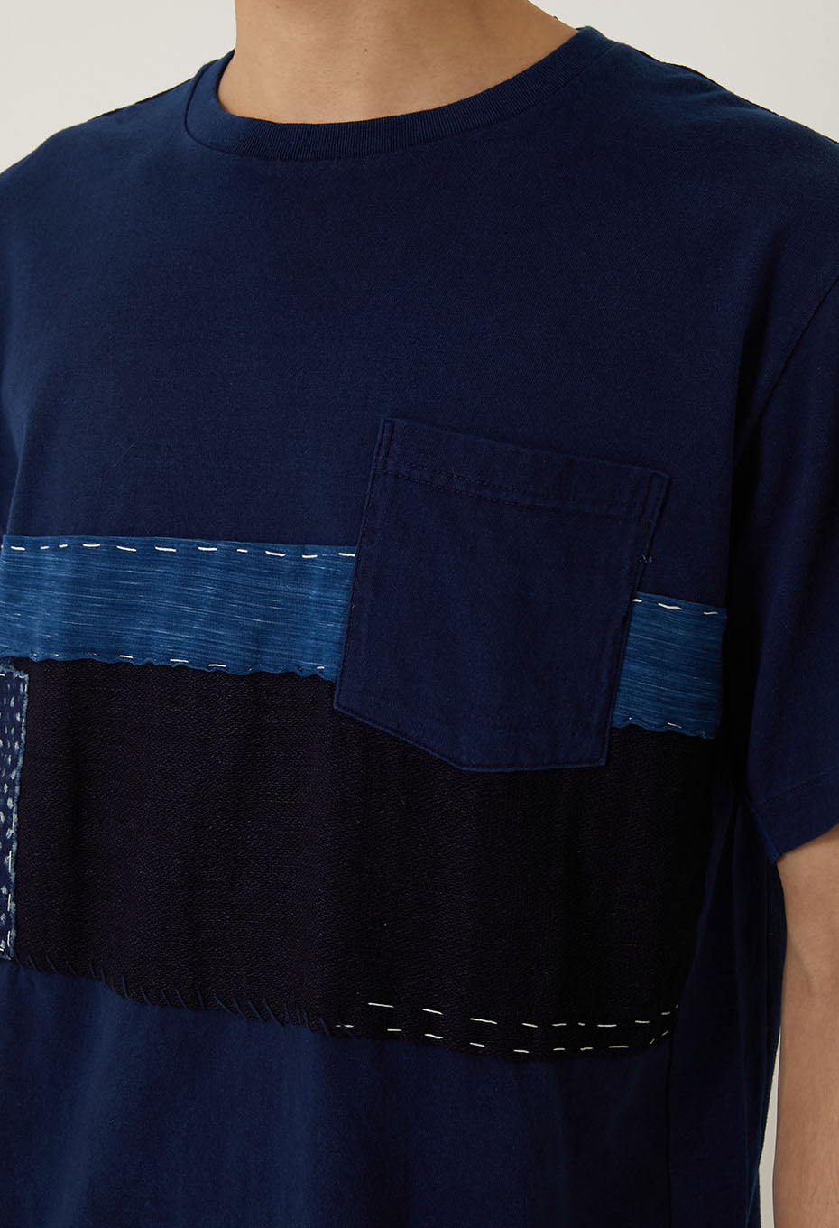インディゴテゾメ パッチワーク Tシャツ - INDIGO
